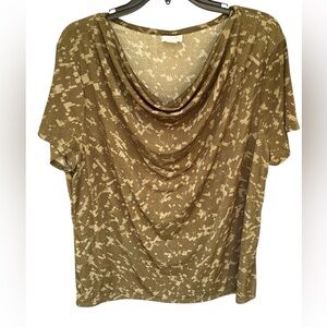 Jaclyn Smith Collection Brown Cowl Neck Short Sleeve Top Women’s XXL - Preloved